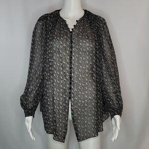 Zara Sheer Black Paisley‎ Print Blouse